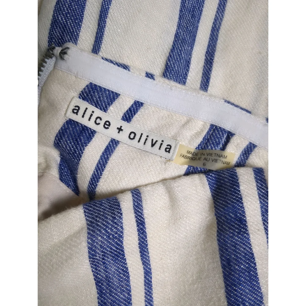 Alice + Olivia ‘Lucie’ Striped Linen Strapless Jumpsuit SZ 6 - Picture 6 of 10